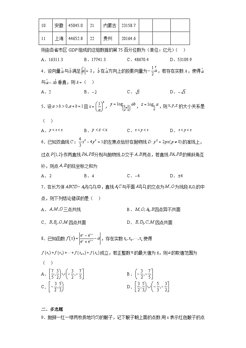 吉林省长春市吉大附中实验学校2023届高三适应性测试（一）数学试题（含解析）02