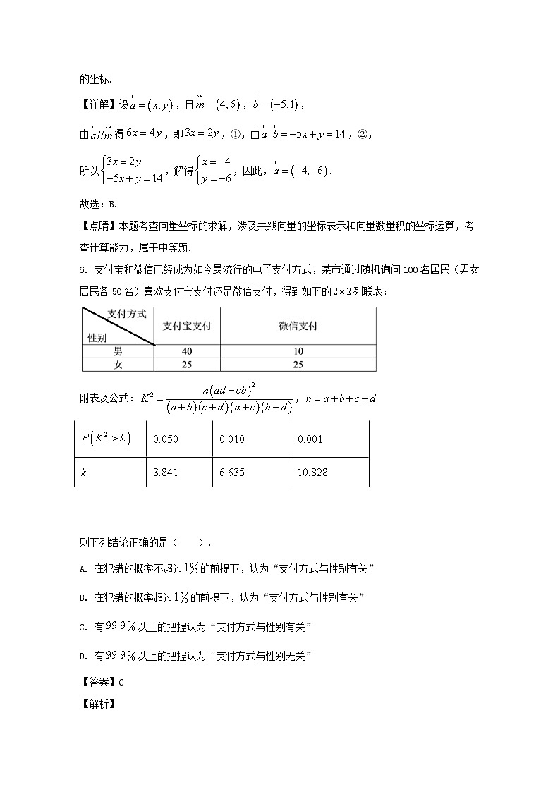 四川省乐山市2020届高三第三次调查研究考试数学（文）试题 Word版含解析第3页