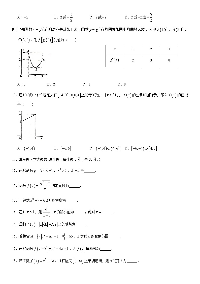 2021北京汇文实验中学高一（上）期中数学 试卷02