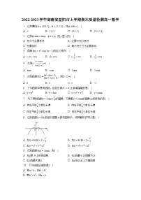 2022-2023学年湖南省益阳市上学期期末质量检测高一数学（含解析）