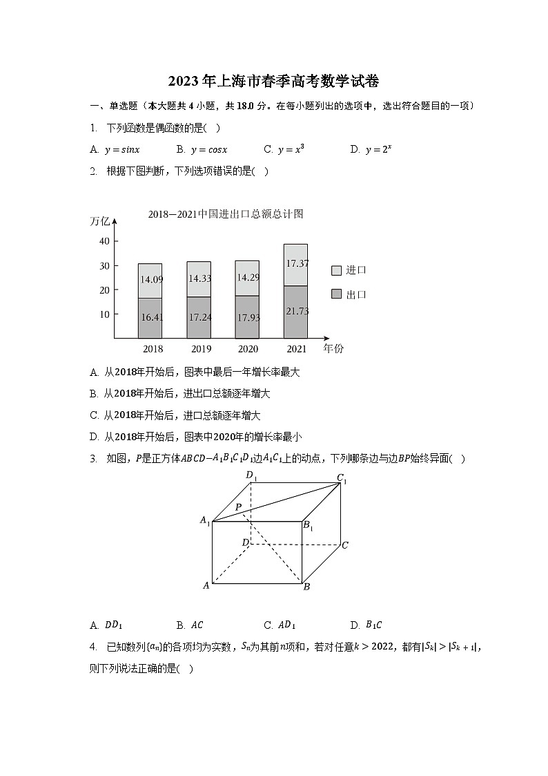 2023年上海市春季高考数学试卷（含解析）01