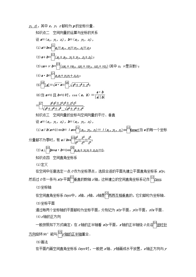 新教材2023年高中数学第1章空间向量与立体几何1.1空间向量及其运算1.1.3空间向量的坐标与空间直角坐标系导学案新人教B版选择性必修第一册第2页