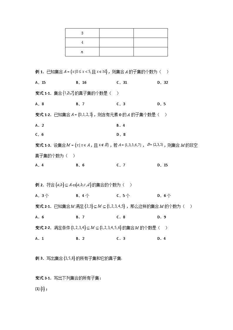 人教版高一数学暑假讲义1.2 集合间的基本关系（讲义）（2份打包，原卷版+教师版）02