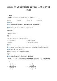 2022-2023学年山东省东营市利津县高级中学高一上学期12月月考数学试题含解析