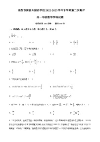 2022-2023学年四川省成都市实验外国语学校高一下学期期末数学试题含答案