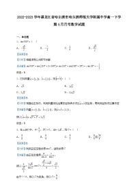 2022-2023学年黑龙江省哈尔滨市哈尔滨师范大学附属中学高一下学期4月月考数学试题含解析