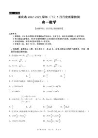 重庆市2022-2023学年高一下学期6月月考质量检测数学试题及答案