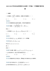 2022-2023学年河北省邯郸市大名县第一中学高一下学期期中数学试题含解析