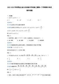 2022-2023学年黑龙江省大庆实验中学实验二部高一下学期期中考试数学试题含解析