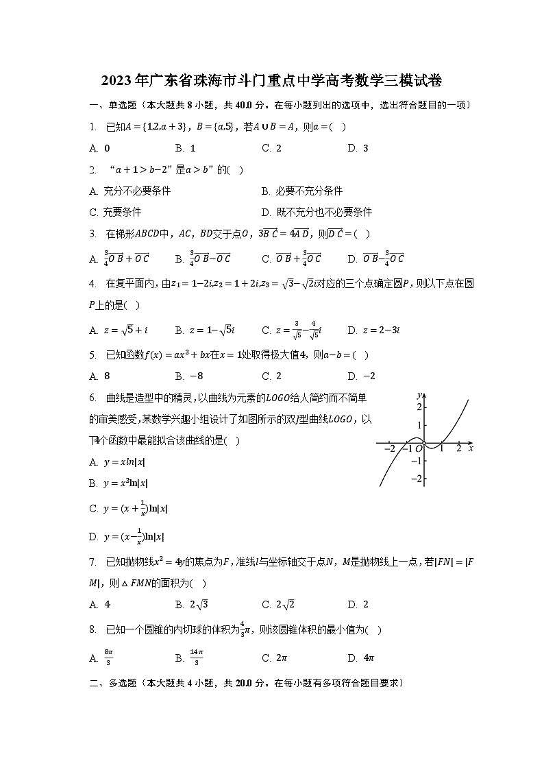 2023年广东省珠海市斗门重点中学高考数学三模试卷（含解析）01
