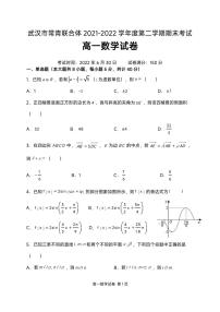 湖北省武汉市常青联合体2021-2022高一下学期数学期末试卷及答案