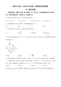 广东省惠州市2021-2022高二上学期数学期末试卷及答案