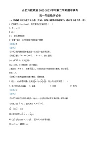 精品解析：安徽省合肥市六校联盟2022-2023学年高一下学期期中考试数学试卷（解析版）