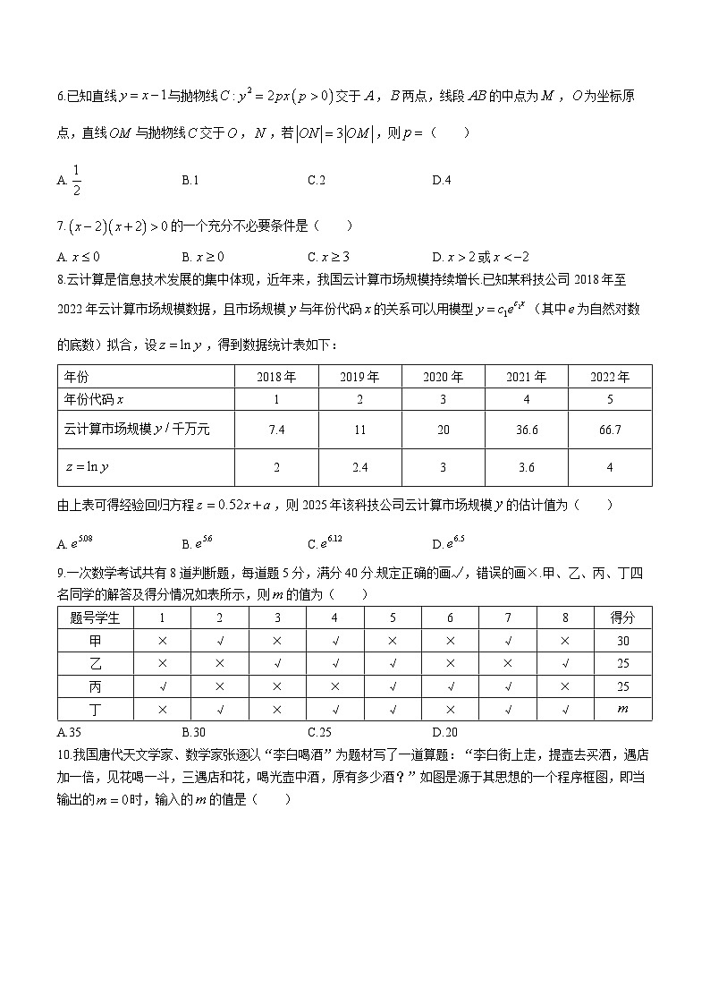 陕西省渭南市大荔县2022-2023学年高二下学期期末文科数学试题第2页