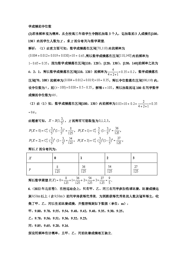 新高考视角下的概率统计二轮专题数学复习题第2页