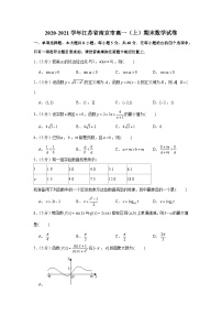 2020-2021学年江苏省南京市高一（上）期末数学试卷