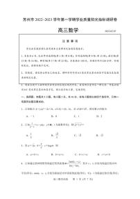 江苏省苏州市2023届高三上学期期末学业质量阳光指标调研数学试卷+答案