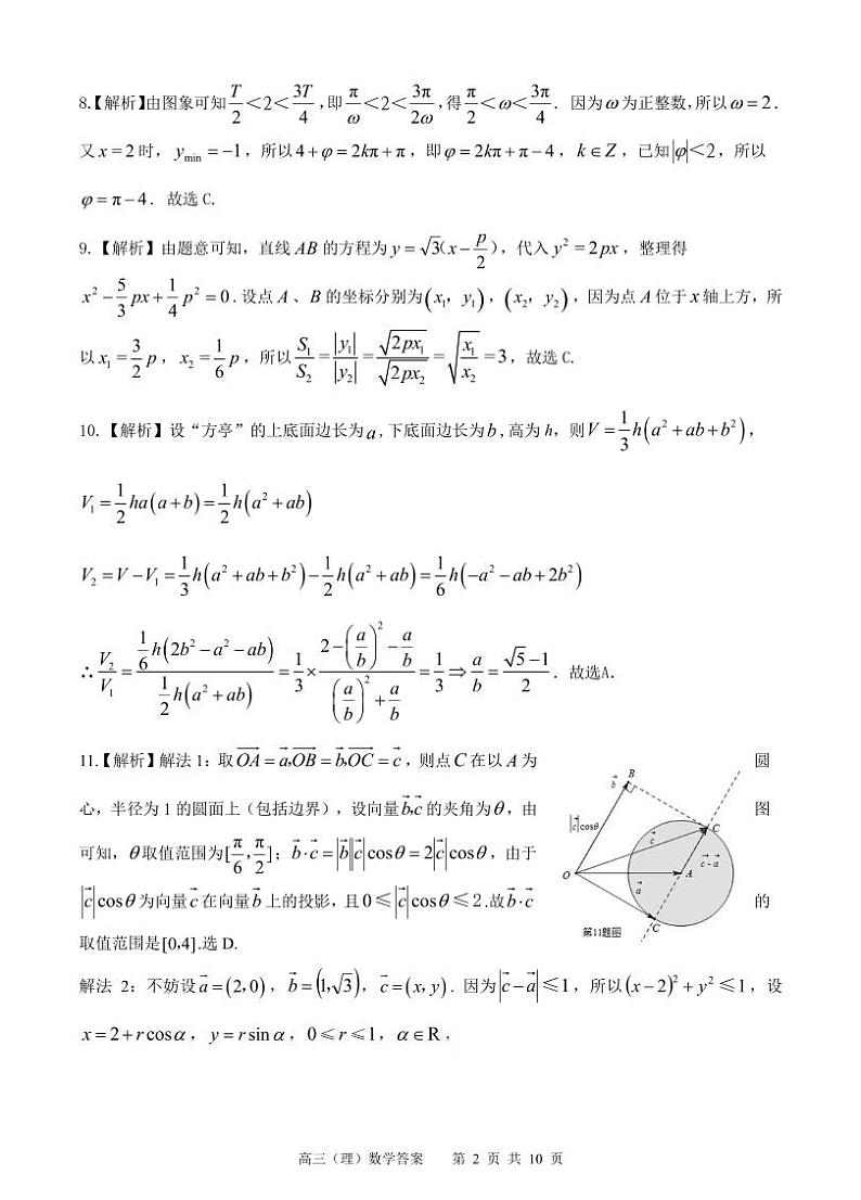 2021年安庆市高三模拟考试（二模）数学试题（理）答案02