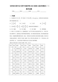 吉林省长春市吉大附中实验学校2023届高三适应性测试（一）数学试题