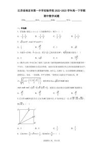 江苏省南京市第一中学实验学校2022-2023学年高一下学期期中数学试题
