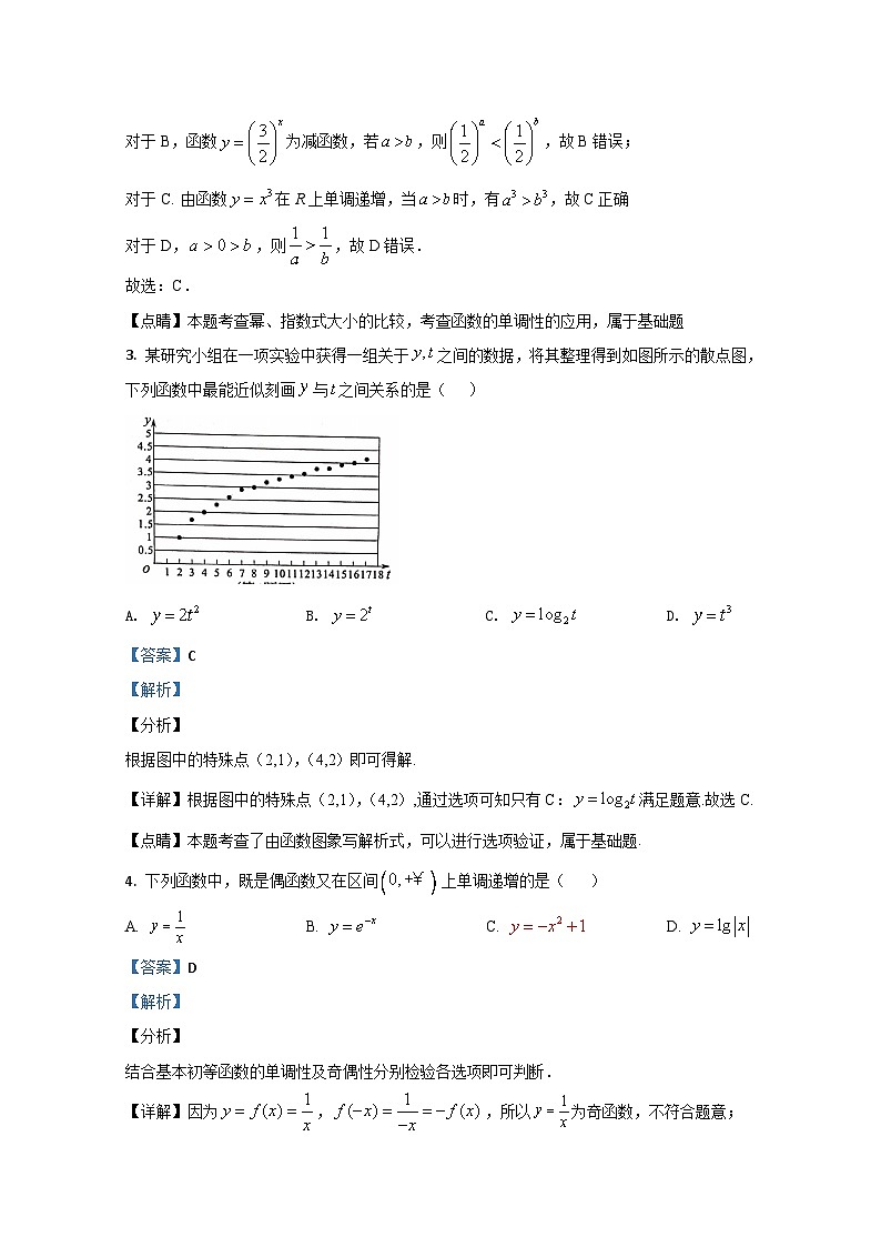 北京市顺义区牛栏山一中2019-2020学年高一上学期期中考试数学试题 Word版含解析02