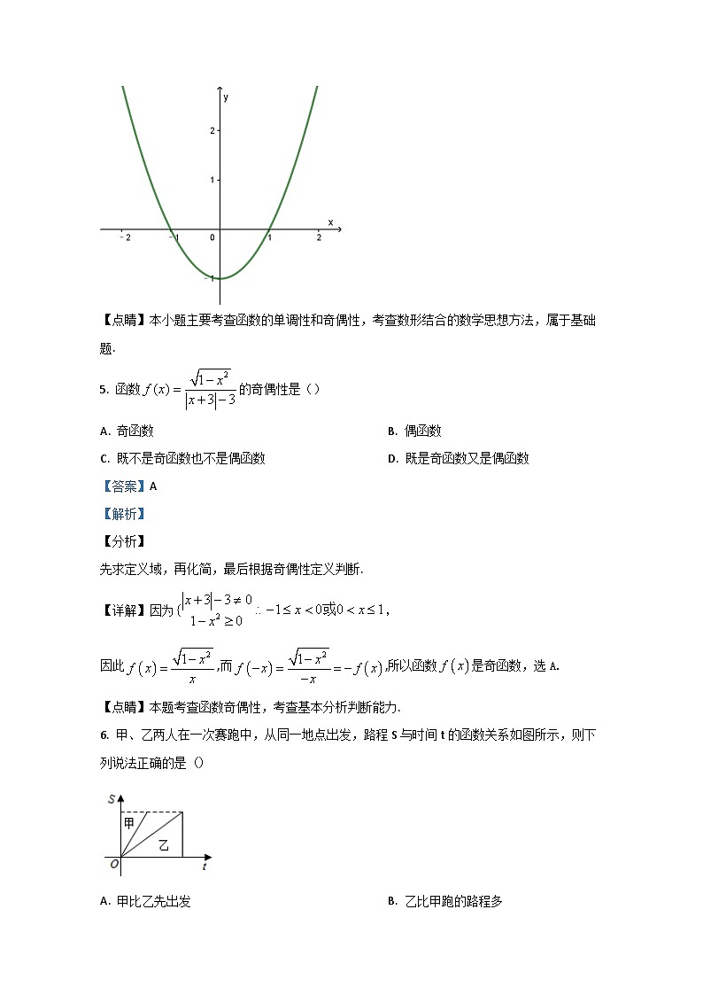 甘肃省天水市第一中学2020-2021学年高一上学期第一学段考试数学试题 Word版含解析03