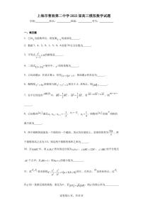 上海市曹杨第二中学2023届高三模拟数学试题
