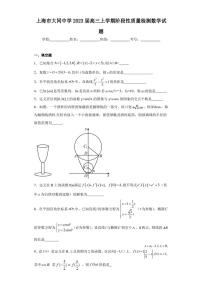 上海市大同中学2023届高三上学期阶段性质量检测数学试题
