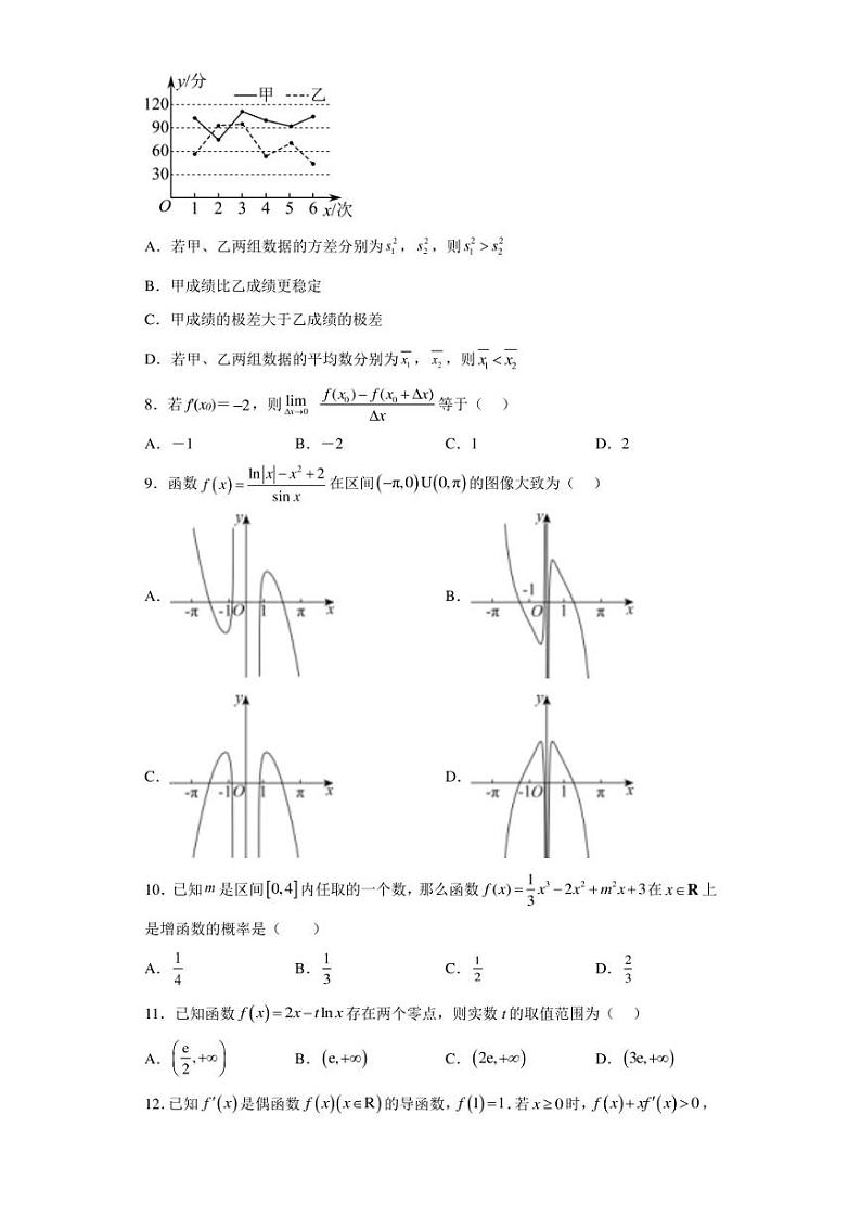 四川省乐山市沫若中学2021-2022学年高二下学期第二次月考数学（文）试题第3页