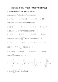 宁夏石嘴山市第三中学2020-2021学年高一上学期期中考试数学试题 Word版含答案