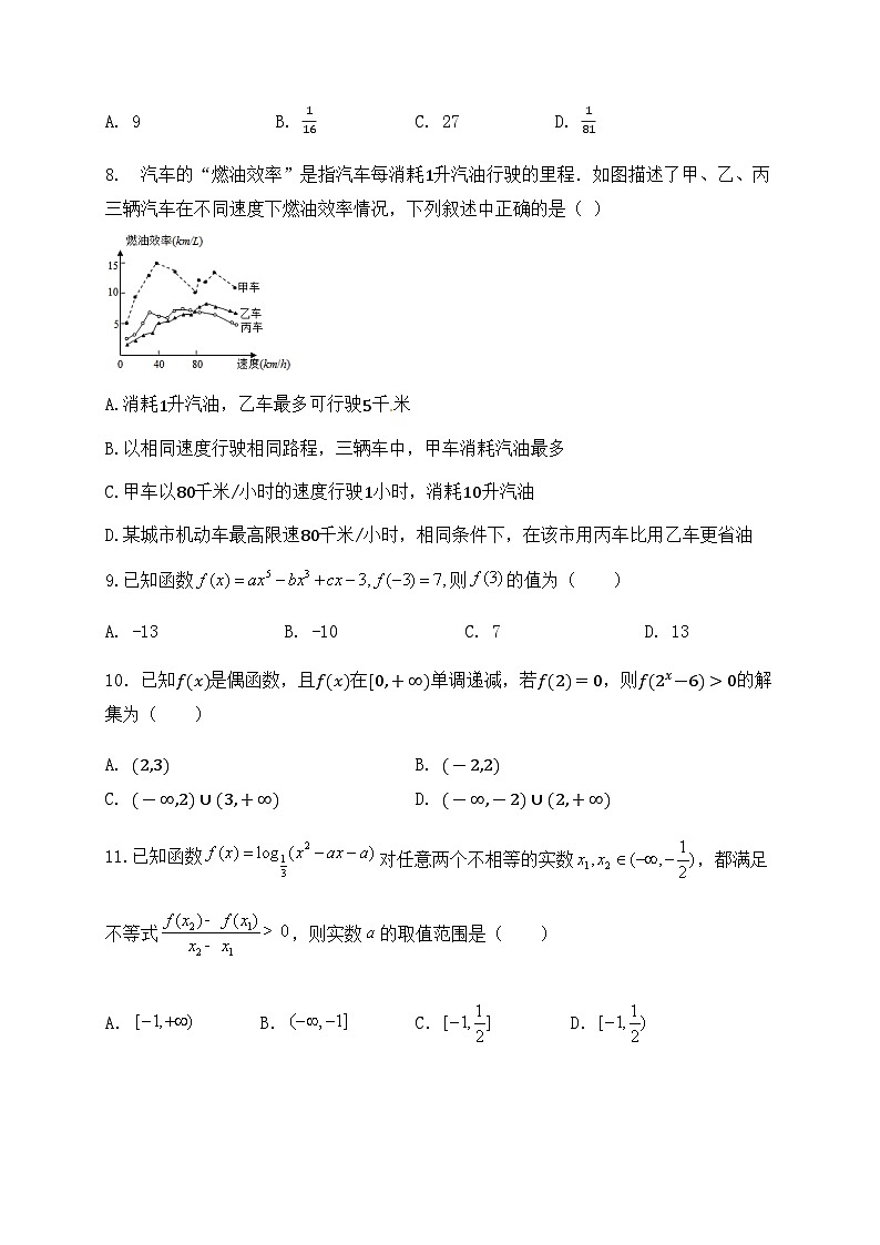 宁夏石嘴山市第三中学2020-2021学年高一上学期期中考试数学试题 Word版含答案02