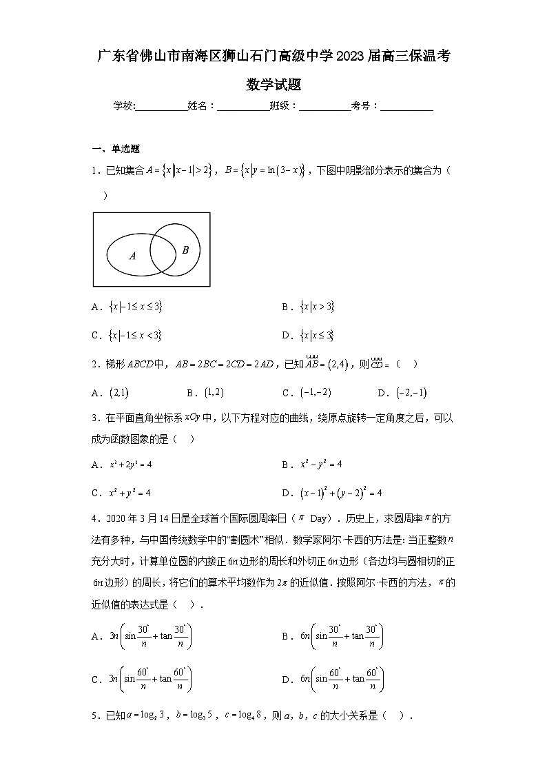 广东省佛山市南海区狮山石门高级中学2023届高三保温考数学试题（含解析）第1页