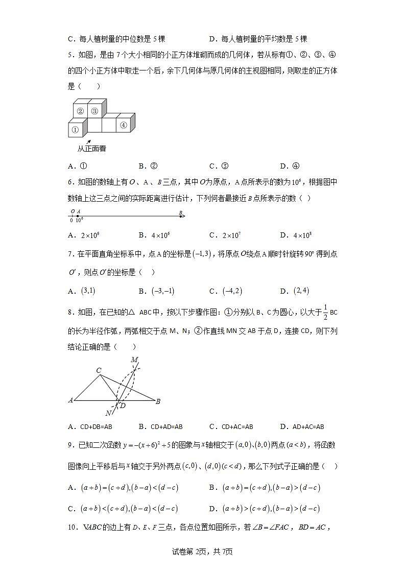 2023年浙江省绍兴市越城区一模数学试题（含解析）02