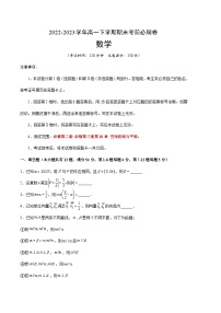 2022-2023学年高一下学期期末考前必刷卷：数学（沪教版2020B卷）（考试版）A4(测试范围：必修第二册~必修第三册第10章)
