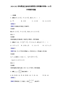 2020-2021学年黑龙江省哈尔滨师范大学附属中学高一10月月考数学试题（解析版）