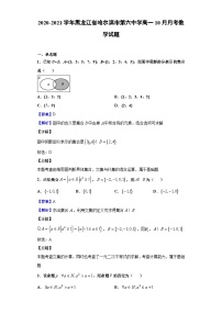 2020-2021学年黑龙江省哈尔滨市第六中学高一10月月考数学试题（解析版）