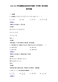 2020-2021学年福建省龙岩市武平县第一中学高一单元检测数学试题（解析版）