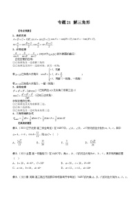 备战2024高考数学艺体生一轮复习讲义-专题21 解三角形