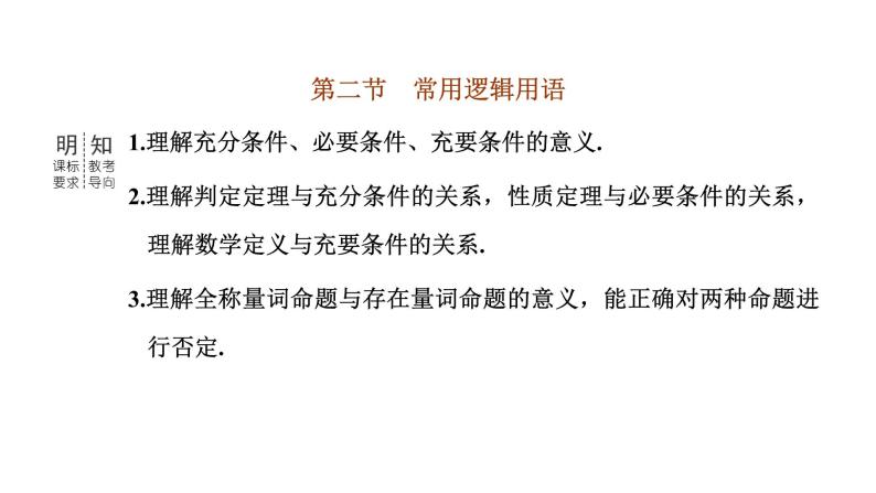 2024年新高考数学一轮复习 第一章 第二节 常用逻辑用语 试卷课件03