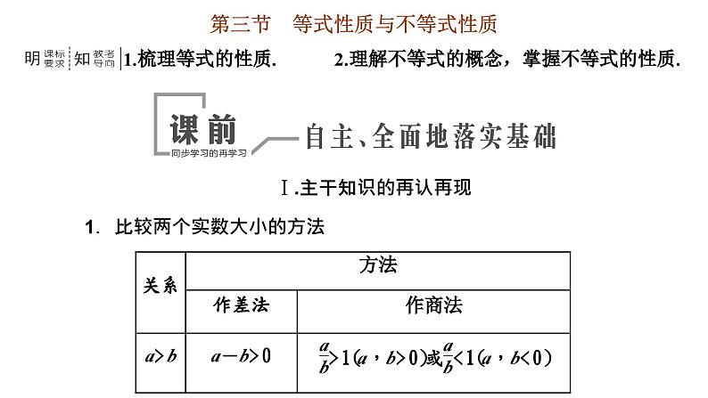 2024年新高考数学一轮复习 第一章 第三节 等式性质与不等式性质 试卷课件03