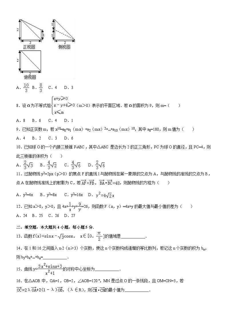 福建省高考数学模拟试卷与解析(理科)第2页