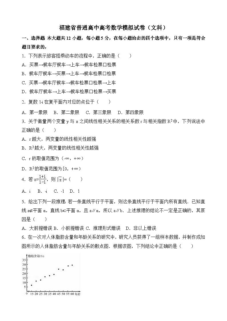 福建省普通高中高考数学模拟试卷与解析(文科)第1页