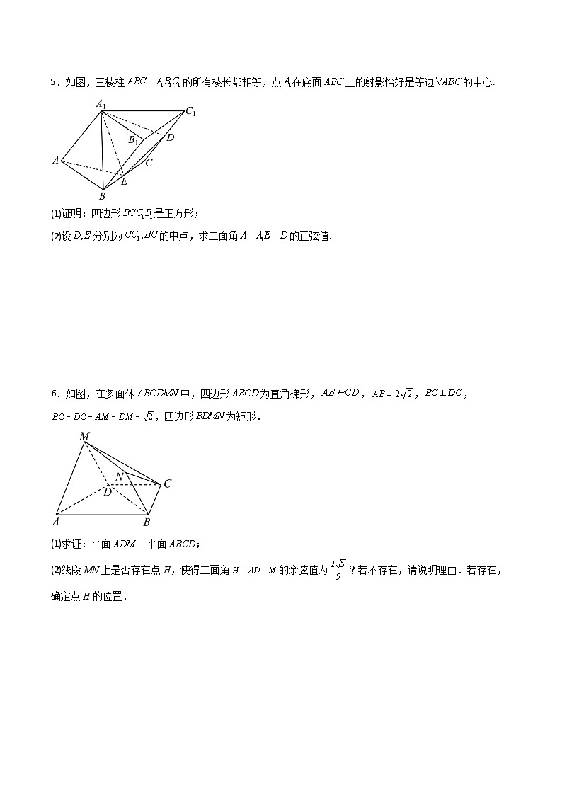 专题05 立体几何之斜几何体的坐标问题(原卷版)第3页