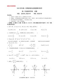 浙江省浙南名校联盟2020-2021学年高一上学期期中联考数学试题 PDF版含答案