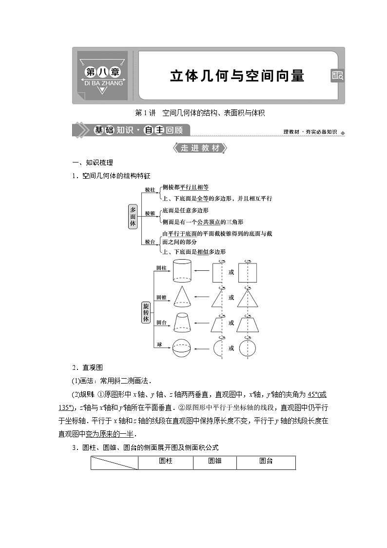(新高考)高考数学一轮复习素养练习 第8章 第1讲　空间几何体的结构、表面积与体积 (含解析)第1页