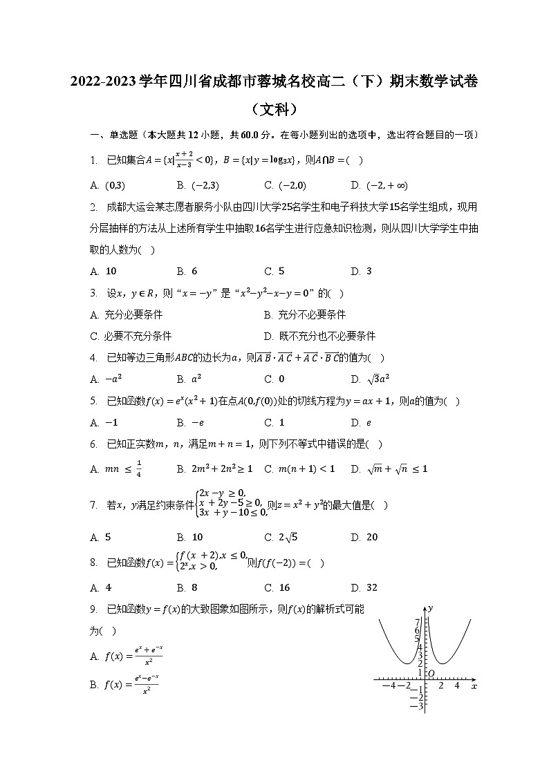 2022-2023学年四川省成都市蓉城名校高二（下）期末数学试卷（文科）（含解析）01