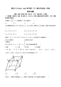 重庆市第八中学校2022-2023学年高一下学期期末数学试题(无答案)