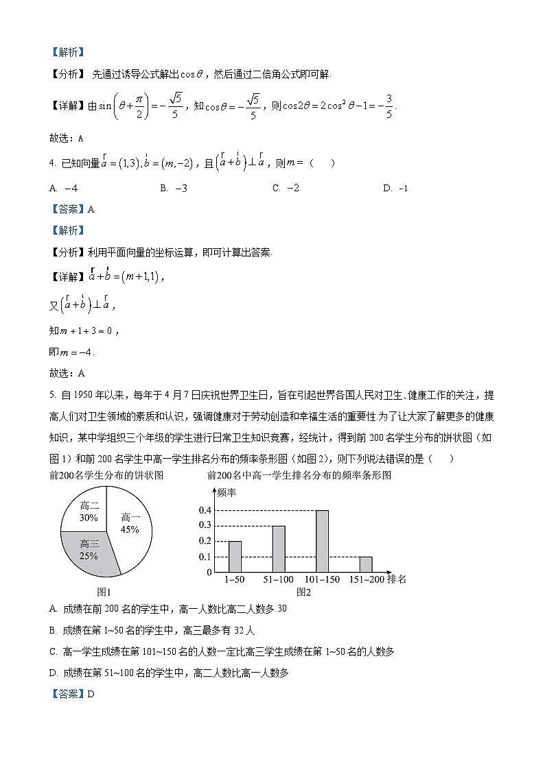 精品解析：陕西省商洛市镇安中学2023届高三下学期模拟考文科数学试题（解析版）第2页