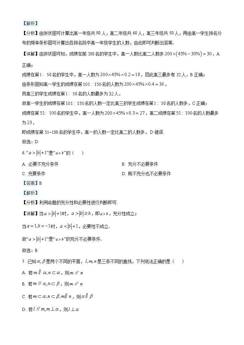 精品解析：陕西省商洛市镇安中学2023届高三下学期模拟考文科数学试题（解析版）第3页