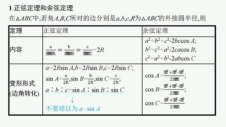 备战2024年高考总复习一轮（数学）第4章 三角函数、解三角形 第6节 余弦定理、正弦定理及应用举例课件PPT第5页